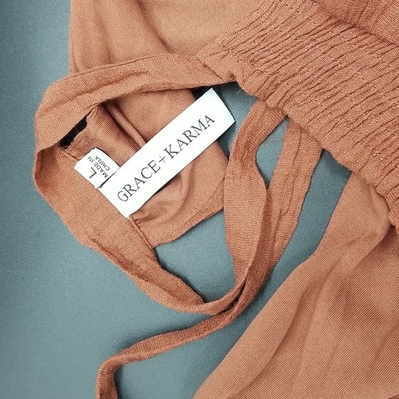 Grace + Karma Large Terracotta Tank with Back Tie Neck Multi Ruffled Midi Dress - Picture 6 of 8